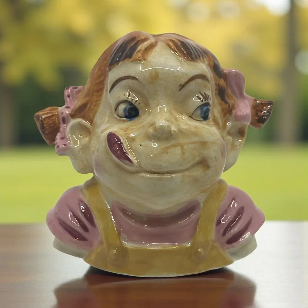 Yum-EE-Yum Girl Head Vase Occupied Japan Ceramic  Planter Vintage‎ Whimsical